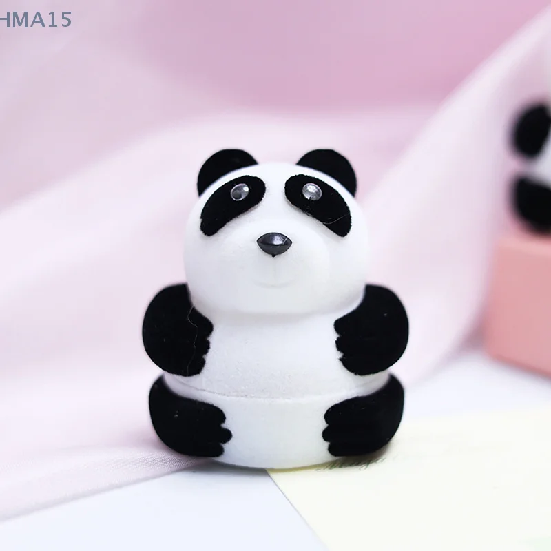 Velvet Lovely Panda Jewelry Box Ring Earrings Present Gift Boxes For Jewellry Wrap Proposal Wedding Ring Box