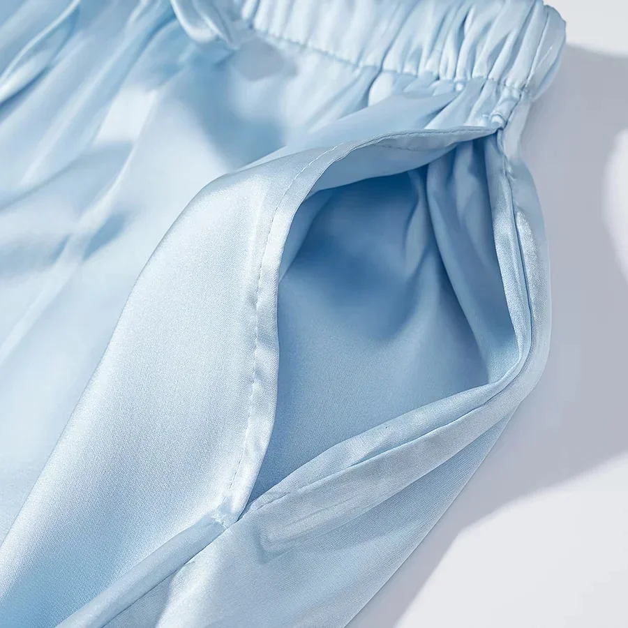 KONDALA Damen Elegantes Schickes Hosenset Blaue Spitze Durchsichtige Kurze Oberteile, Kordelzug Weite Hosen 2026 Sommer Trendiges Urlaubsset – Detail 18