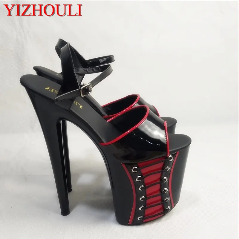 20cm Fashion sexy skinny super star shoes, 8-inch heels, summer sandals baking paint, fine ribbon decorations