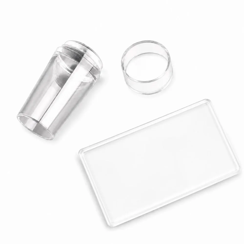 Versatile Silicone Nail Art Stamper Clear Stencil Template Nail Stamping Tool Nail Stamp Scraper Manicure