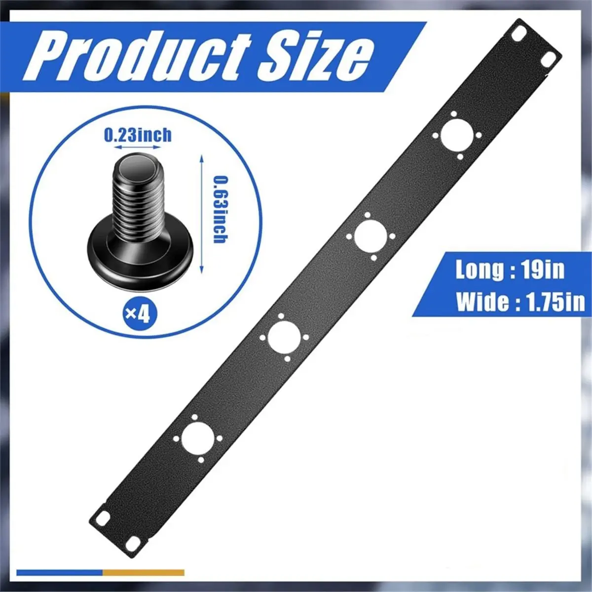 4-Hole 1U Audio Rack Panel XLR Patch Panel Punched Recording Studio Rack Accessories for Enclosure