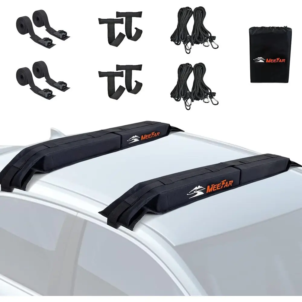 

Unil Car Sot Roo Rack Pads Lage Carrier System or k Surboard SUP Canoe Include 2 Heavy Duty Tie Down Straps, 4 Tie Down Rope, 4