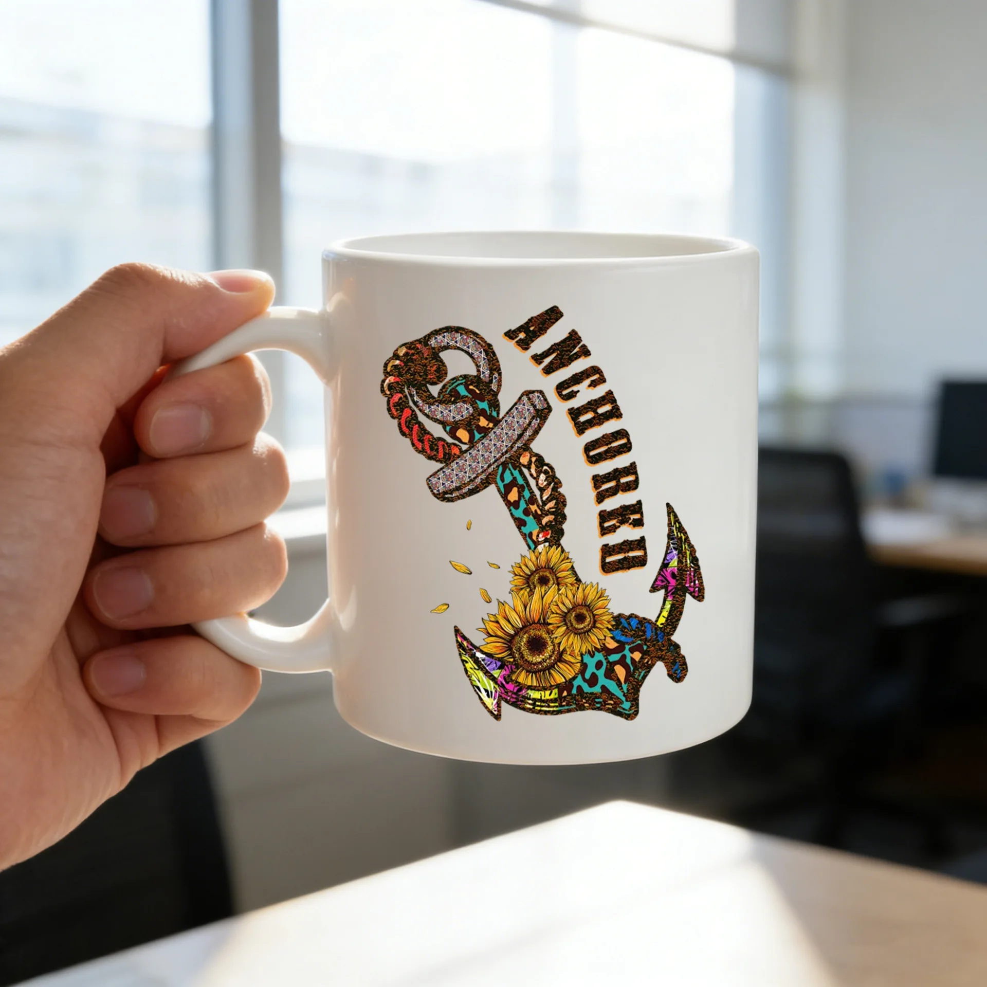 Niche Design Sense Mug Sunflower Pattern Ceramic Cup Student Party Gift Cup Home Office Water