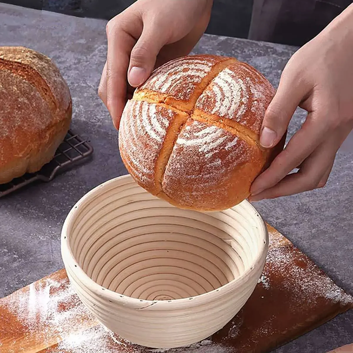 1pc-Dough Fermentation Basket Bread Proofing Baskets Natural Rattan Basket for Professional and Home Bakers