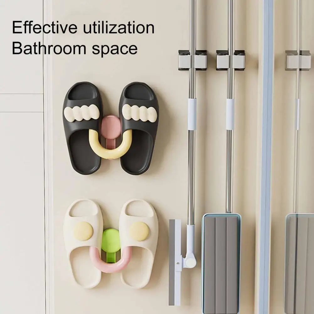 Wall Hook for Slippers Slipper Rack with Suction Cup U-shaped Holder for Bathroom Macaron Color Hanger 5kg Load Capacity