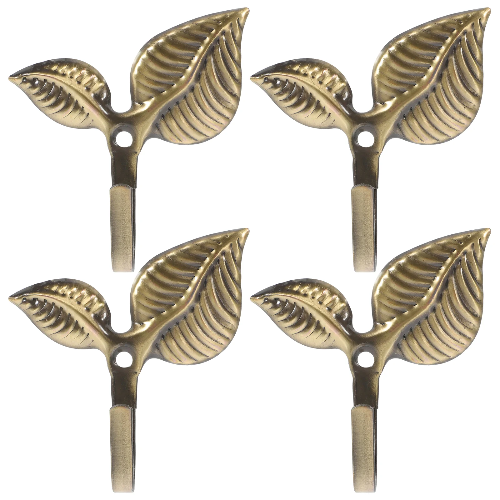 

4 Pcs Wall Mounted Coat Hanger Bronze Finish Hook Rustic Hooks Hanging Leaf Black Picture Clothes Gold Hat