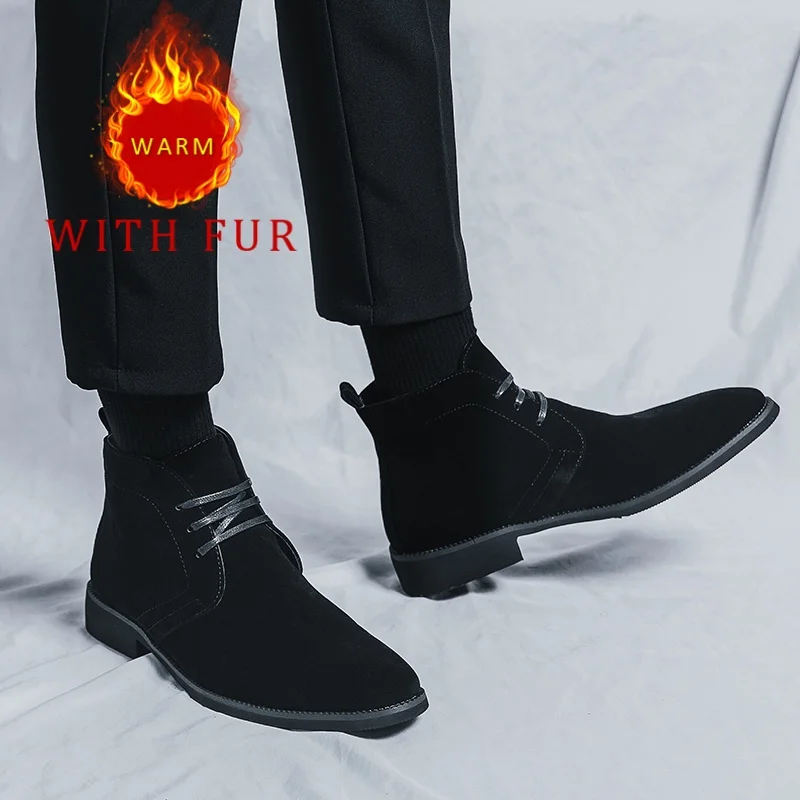 

Men's Fashion Short Boots Elegant and minimalist style Work leisure party Outdoor Warm Shoes Autumn winter 38-46 Black Versatile