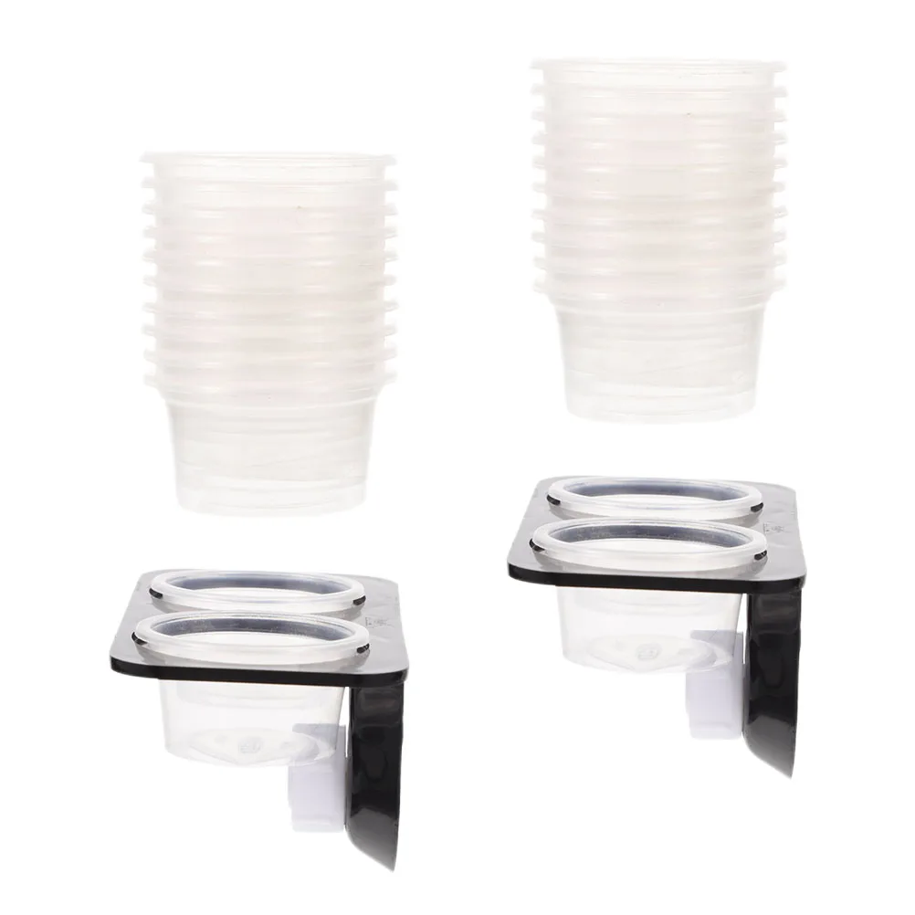 

Container Reptile Feeder Terrarium Lizard Tank Plastic Pot Double Cups Feeding Ledge