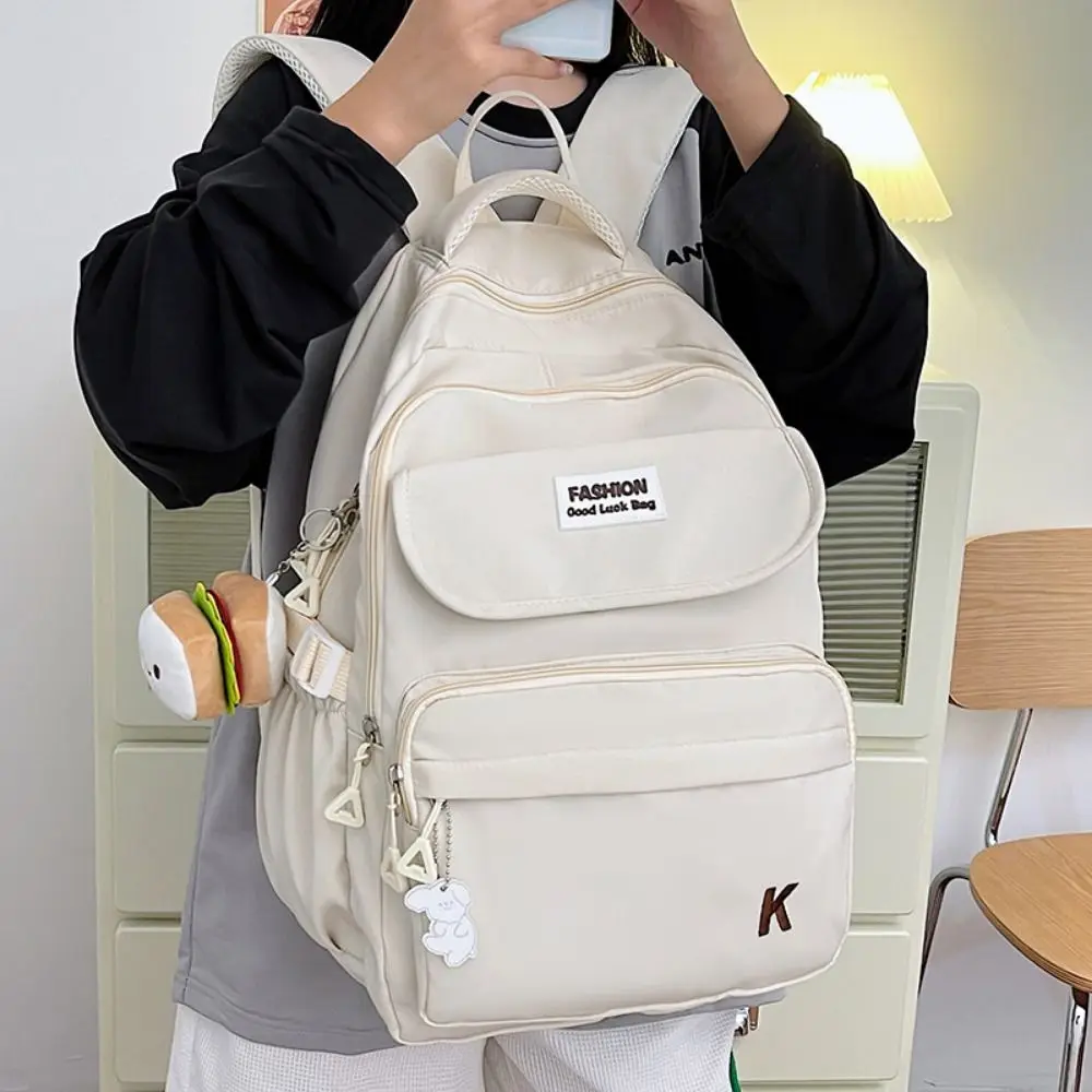 Korean Students School Bags Lightweight Waterproof College Student Backpack Zipper Closure Adjustable Straps Girl's Backpack