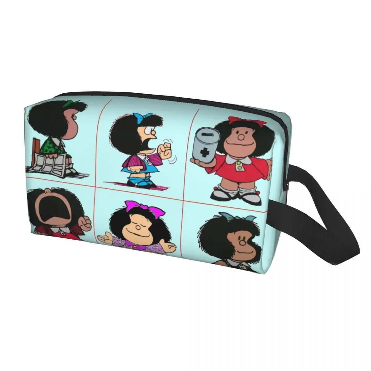 Custom Curious Mafaldas Quino Comics Argentina Cartoon Travel Toiletry Bag for Women Makeup Cosmetic Bag Beauty Storage Dopp Kit