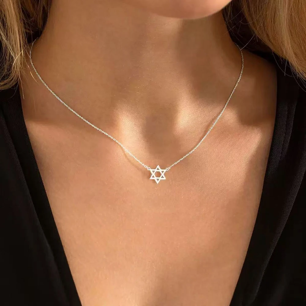 DGIDDK Stainless Steel Necklace Simple Matching Six Mansion Pendant Necklace For Women Jewelry Commuter Matching Gift for others