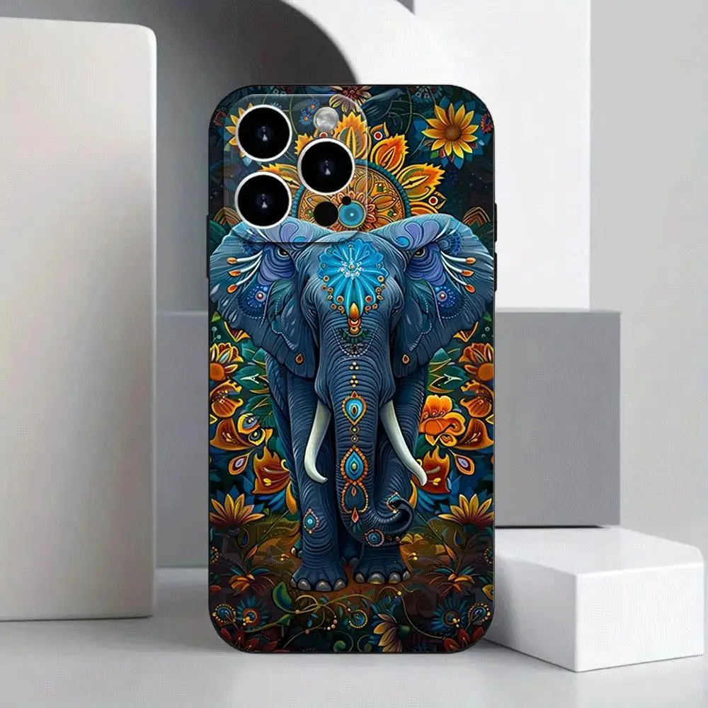 حافظة The Tropical Elephant Black، مصممة لموديلات iPhone 12 إلى 16، بما في ذلك إصدار Pro Max، وهي اختيارًا مثاليًا للهدايا. #4