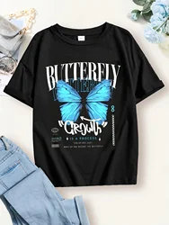 Creative Butterfly Print T-shirt, Casual Crew Neck Tees For Girls Summer Outdoor