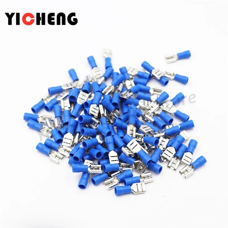 50pcs male and female butt insulated terminals plug spring cold-pressed terminal block insert end FDD1-250 FDD2-250 FDD5-250