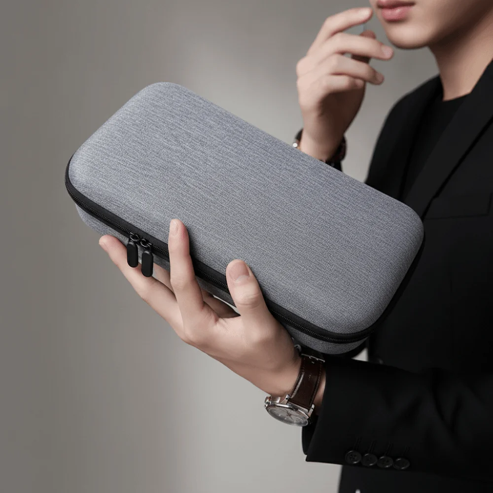 Dustproof Sunglasses Storage Box Hard Shell Fabric Carry Handle EVA Hard Glasses Case Lightweight Protective Multi Grid Divider