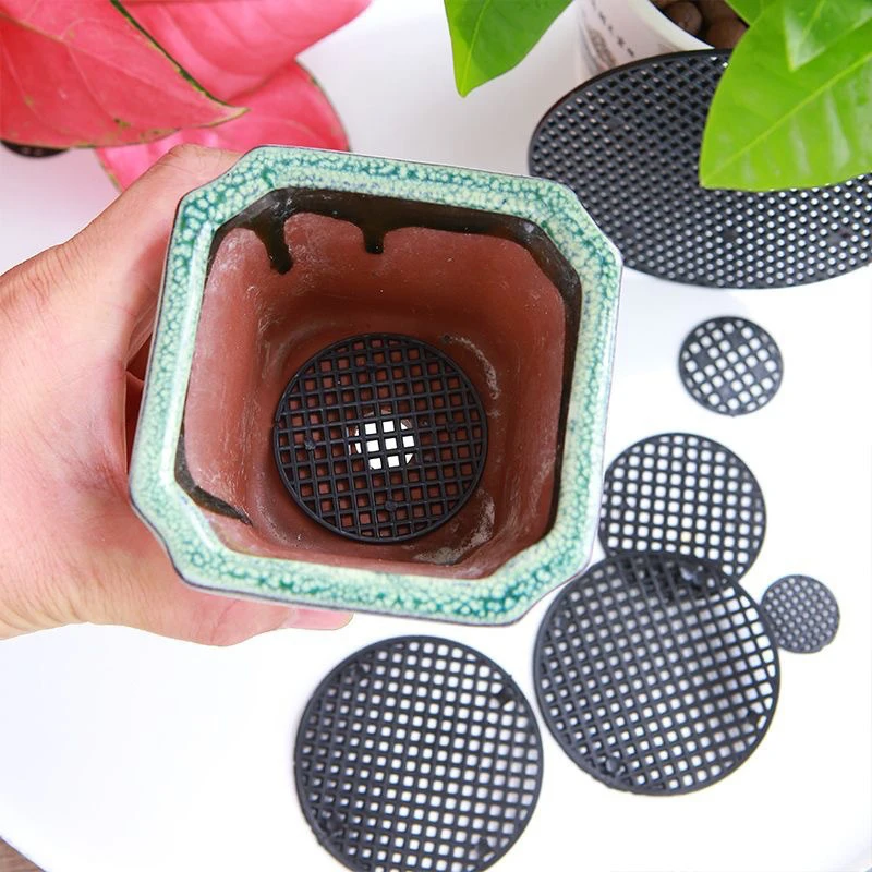 Flower Pot Gasket Leak-proof Soil Pad Bottom Mesh Pieces Fleshy Plant Pad Pot Mesh Plastic Round Leakage Mesh Breathable Mesh