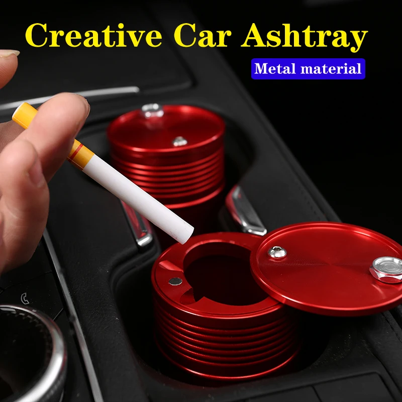 

Creative Car Ashtray Personality Fashion With lid Prevent Fly Ash Metal Automotive Supplies Decorative Ornaments Gifts Custom