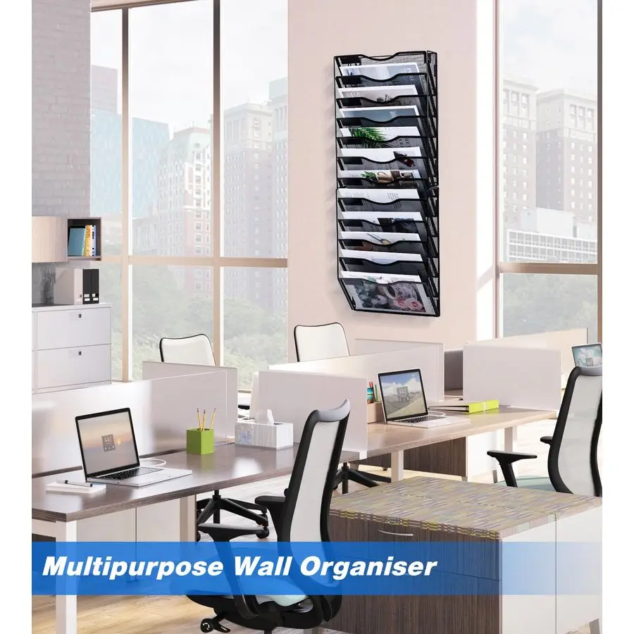 File Holder, 12 Pockets Hanging File Folder, Paper Organizer Storage, Document Rack, Mail Holder, Magazine Rack, Wall Organizer