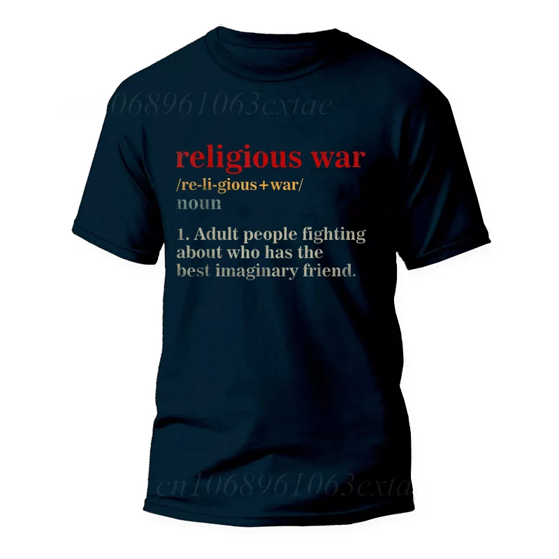 Men's T Shirt Religious War Funny Letter Print Short Sleeve Tees Fashion Graphic Y2k Tops Best Friend Mens Street Black Clothing