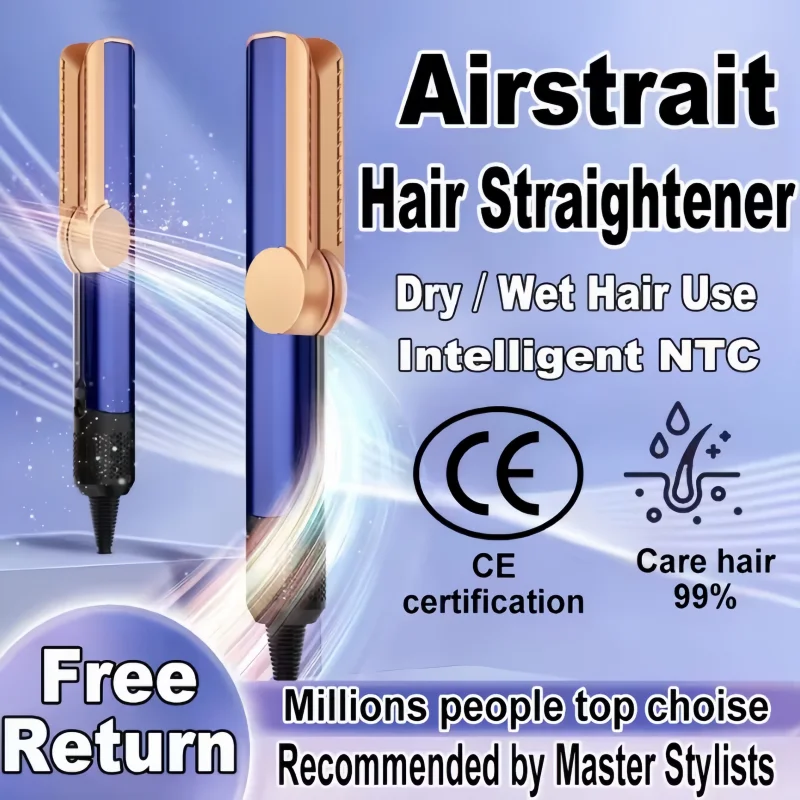 

2-in-1 Hair Dryer Flat Iron Combo Ionic Straightener Hot Air Dryer for Home Salon Travel Lightweight Fast Styling Equipment