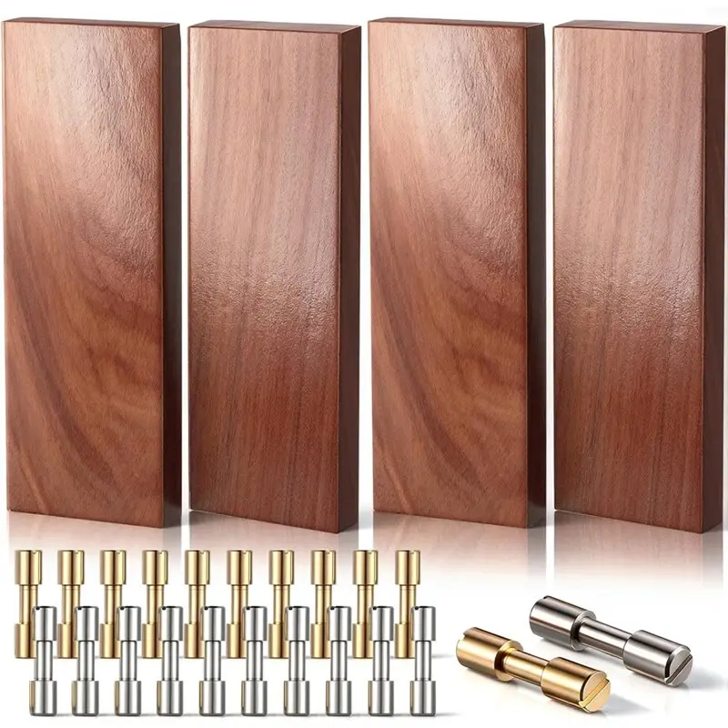M11K-Bracket Bolt Fasteners 20 Sets 4 Pcs Ironwood Handle Scales, 6 Mm Handle Pins With Wood Making For DIY Crafts