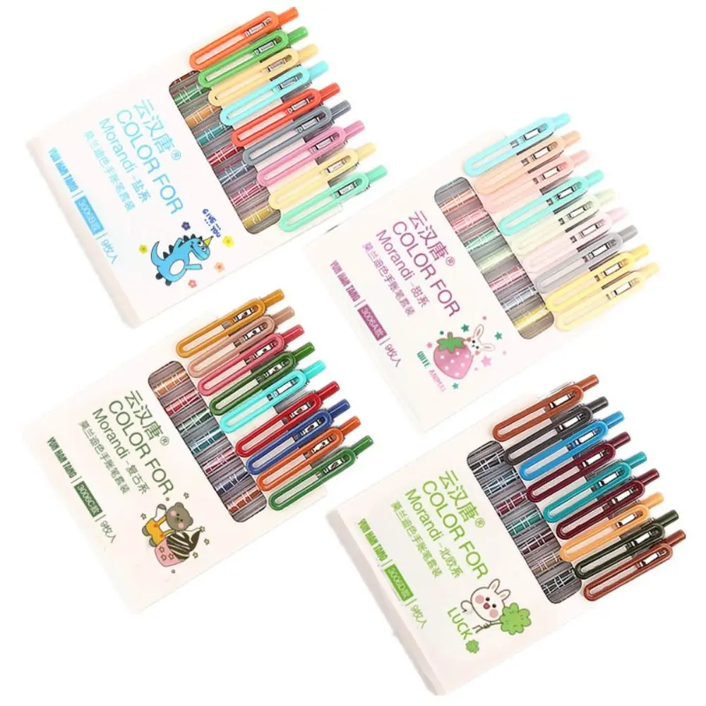 Kawaii Morandi Gray Pens Set Multi Color High Capacity Gel Ink Pens Handbook School Office Stationery