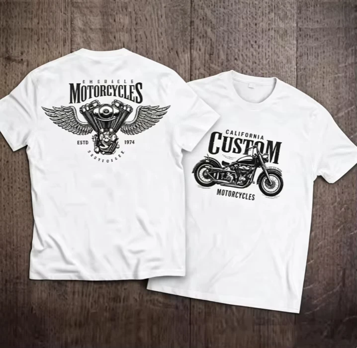 2026 Men's Oversized T Shirt Vintage Motorcycle Wing Engine Graphic Print Short Sleeve Cotton Unisex Tee