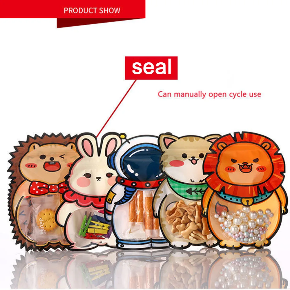 3D Animal Cookie Bags Lion Hedgehog Rabbit Cat Astronaut Candy Bags For Kid Birthday Party Decoration Baby Shower Favor supplies