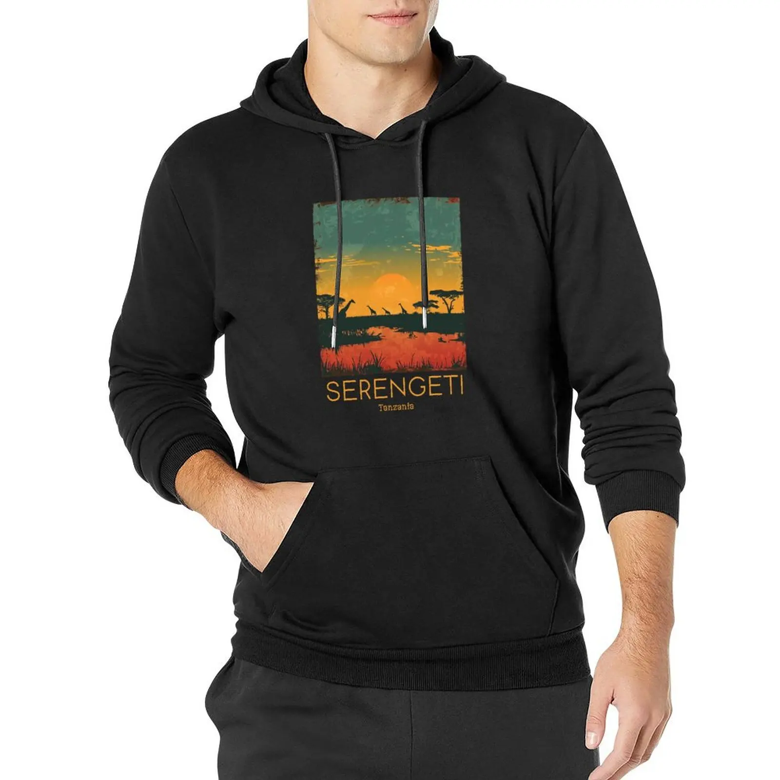 

A Vintage Travel Illustration of Serengeti National Park - Tanzania Pullover Hoodie anime clothing autumn hoodie