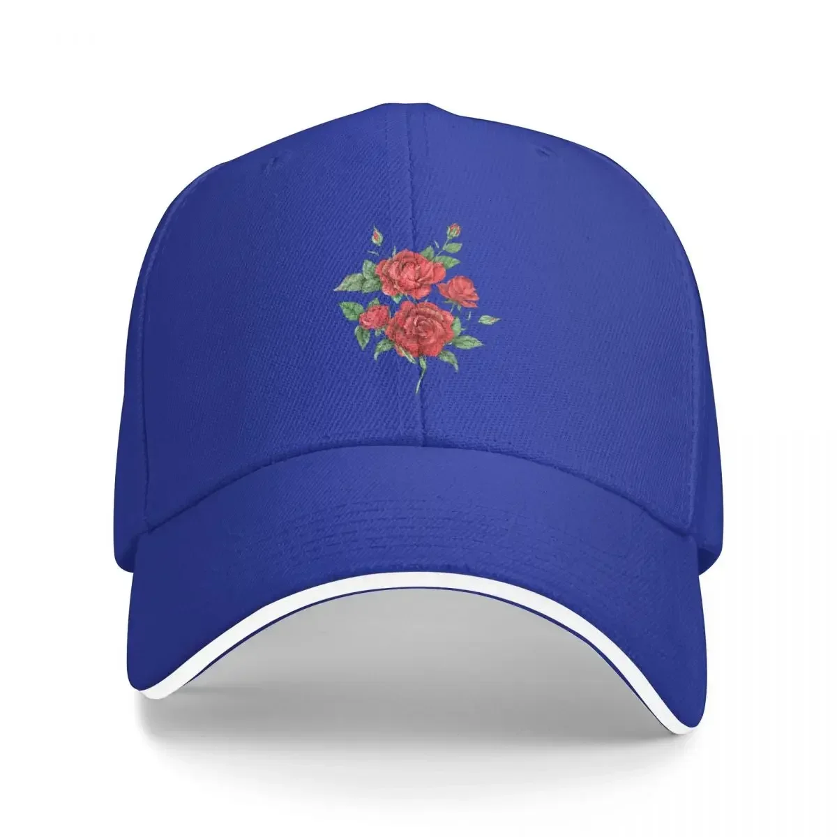 Red Watercolor Rose Baseball Caps Snapback Fashion Baseball Hats Breathable Casual Outdoor Unisex Polychromatic Customizable