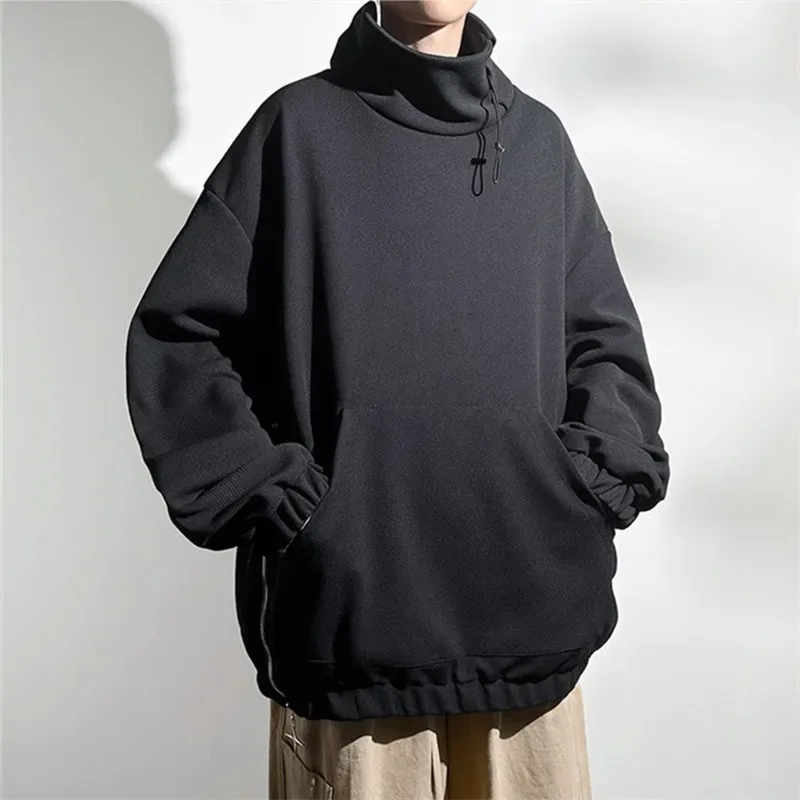 

Men'sSpring Autumn Hoodies Fashon Turtleneck Pullover Sweatshirt Mens Solid Color Loose Streetwear Hip Hop Couple Casual Hoodies