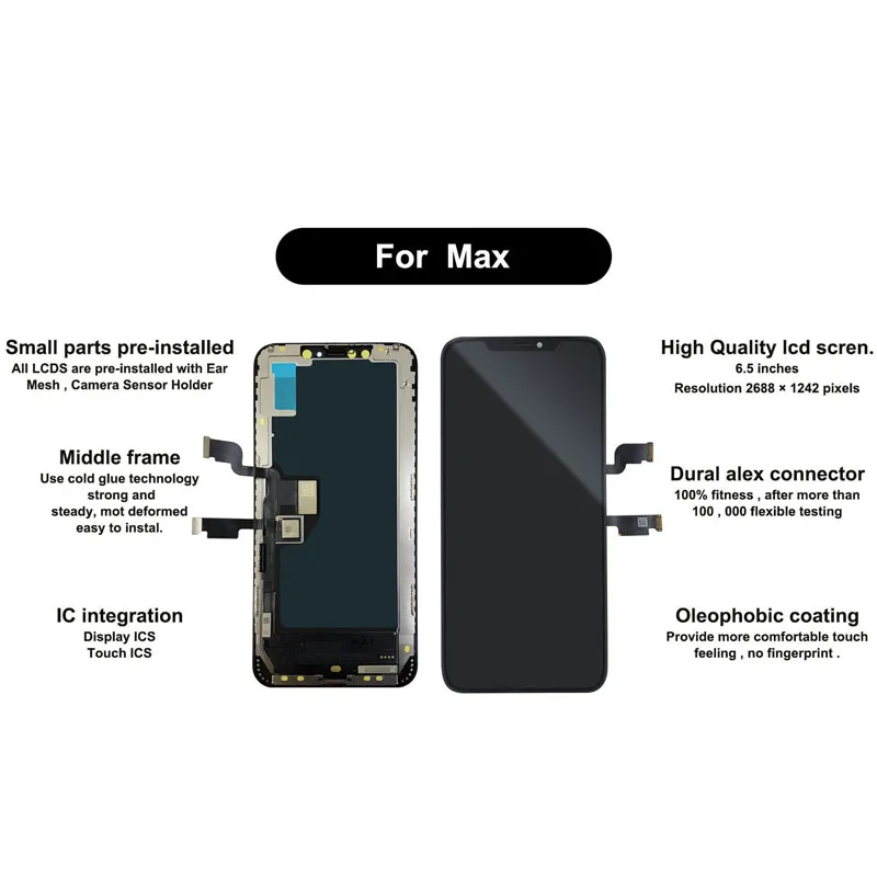 HL-Incell HD+ For iPhone X XS XR XSMax LCD Screen Display Touch Screen Digitizer Replacement Assembly Parts Support True Tone