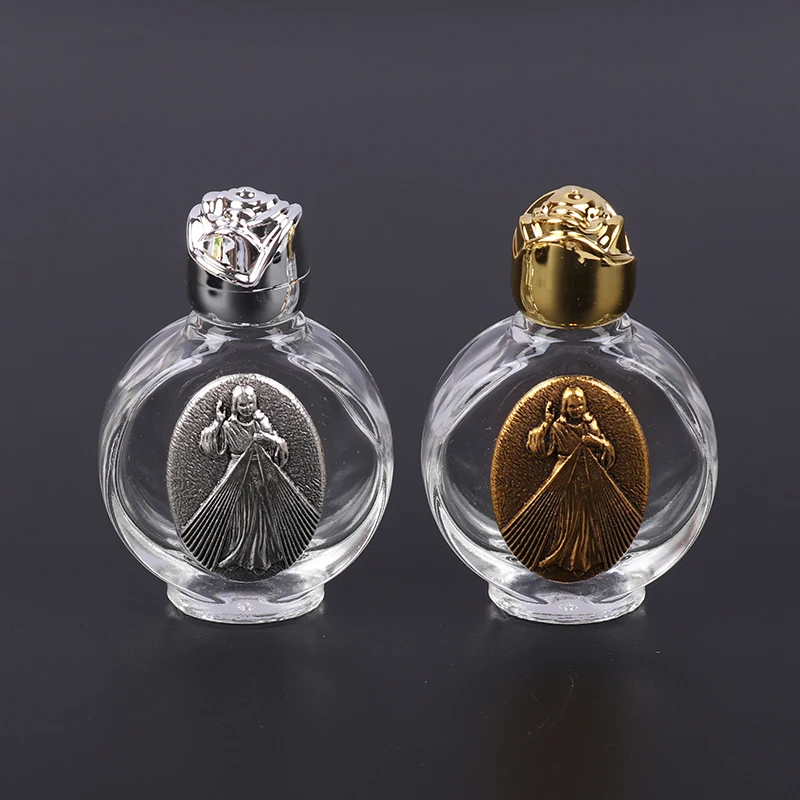 1 pièce, nouvelle bouteille en verre pour eau bénite, 22 types, avec croix religieuse, sculpture chrétienne de Jésus et de la Vierge