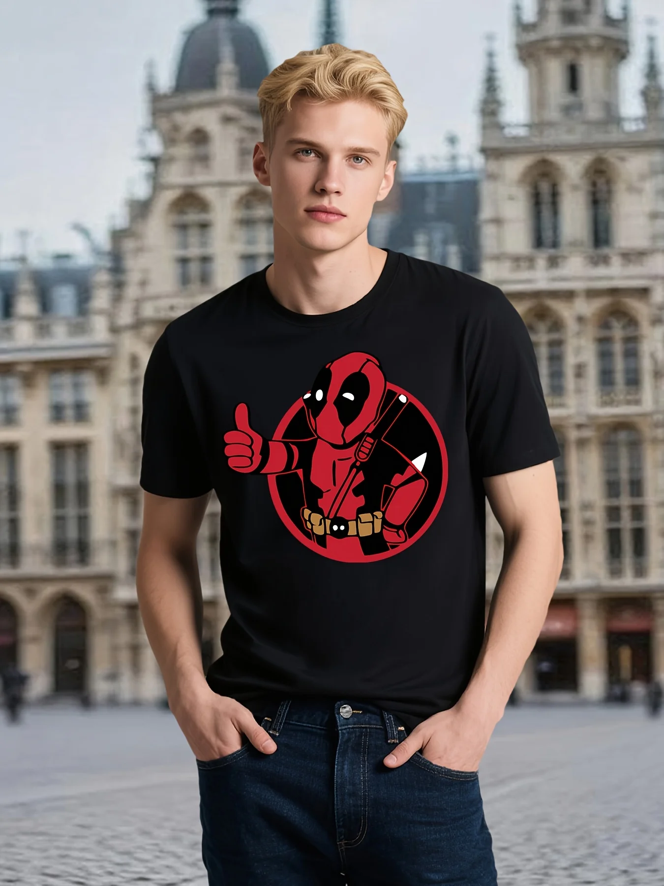 

Boy Marvel Deadpool Men's Summer T-Shirt Kids Girl Family Parent-Child Clothing Casual Oversized Women's Short Sleeve Y2k Top