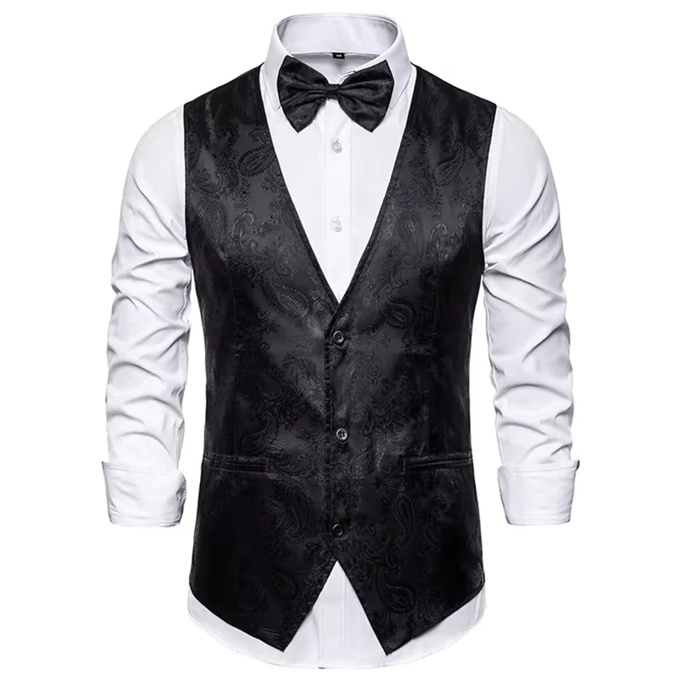 Fitness Training Running Tank Top Men'S Suit Vest V Neck Silm Fit Floral Formal Suit Waist Coat Lightweight For Mens Shirts Pack