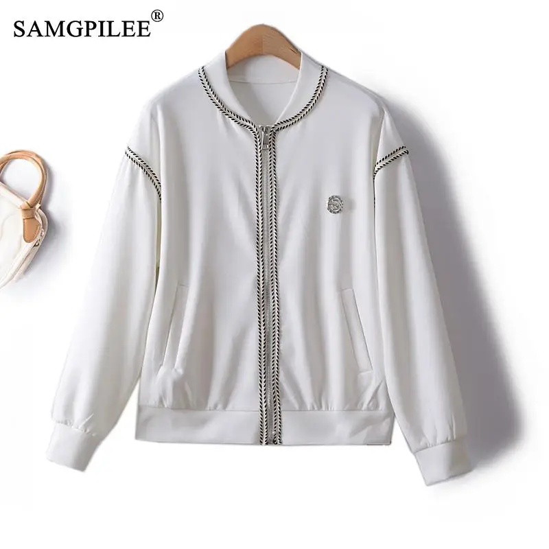 

Space Cotton Baseball Uniform Women's Spring Jacket 2023 New Outerwear Zipper Cardigan Full Sleeve Korean Women's Clothes 4XL