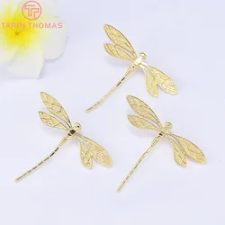 (1503)4PCS 45x37MM 24K Gold Color Plated Dragonfly Pendants Charms High Quality DIY Jewelry Making Findings Accessories