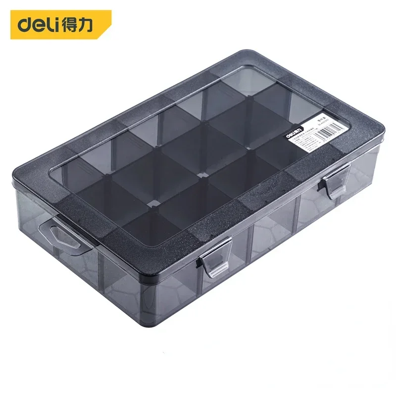 Deli 1 PCS Plastic Storage Boxes Screw Craft Jewelry Accessories Organizer Box Slots Adjustable Packaging Transparent Tool Case