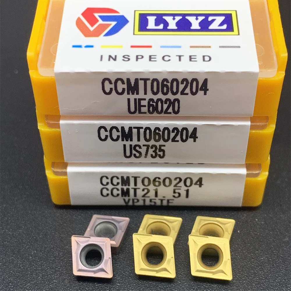 10 pz inserto in metallo duro CCMT060204 VP15TF UE6020 US735 DCMT070204 VP15TF UE6020 US735 strumento di fresatura rotondo interno utensile tornio lama CNC