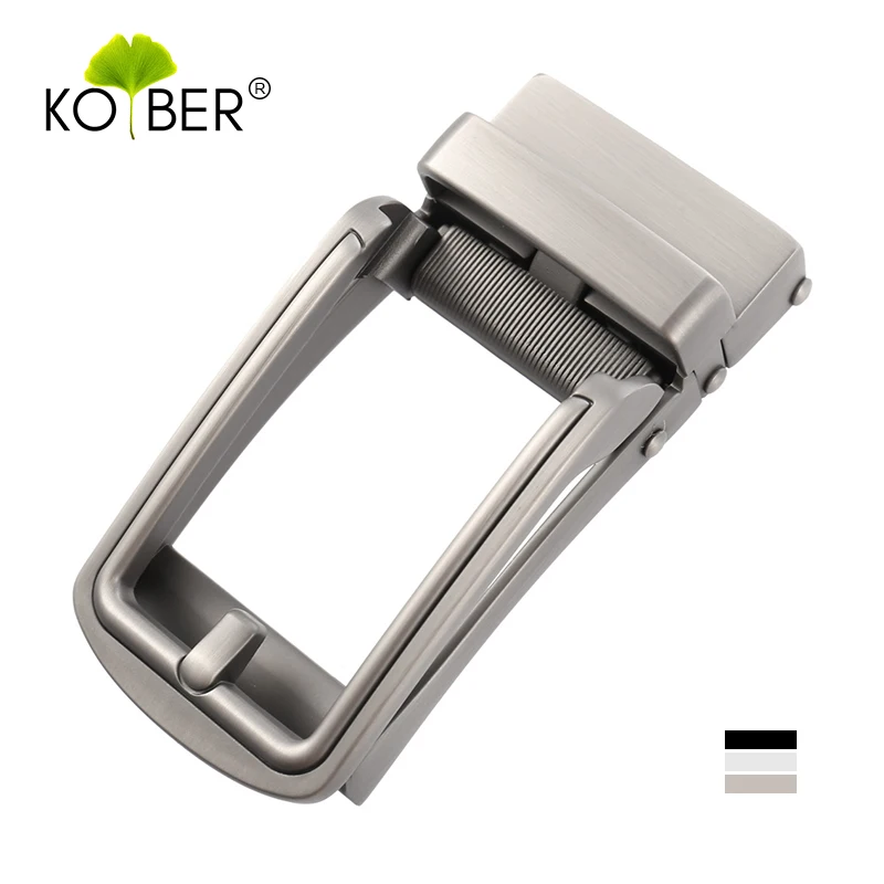 KOLBER 3.3cm Automatic Buckle for Men Metal Zinc Alloy Silver Belt Buckle Non-Hole Trousers Belt Buckle Male Gift