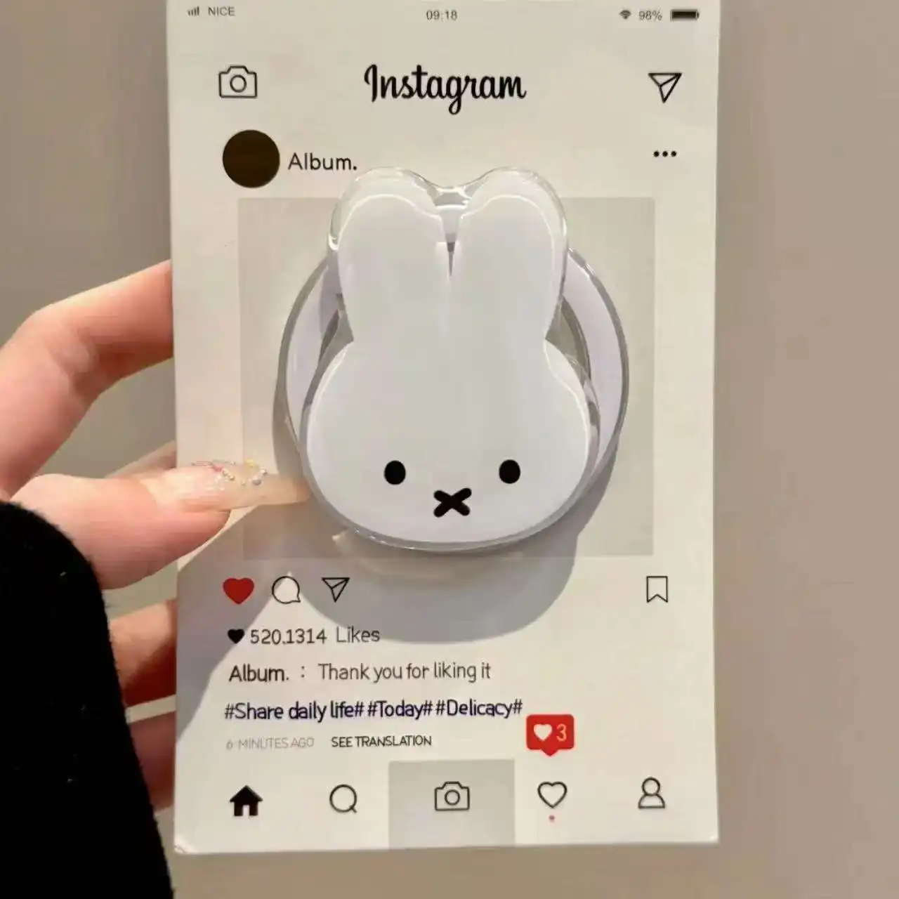 Kawaii Miffy Rabbit Magnetischer Telefonständer Cartoon Teleskop tragbarer Ständer Magnetischer Handy-Airbag-Ständer Mädchen Geburtstagsgeschenk
