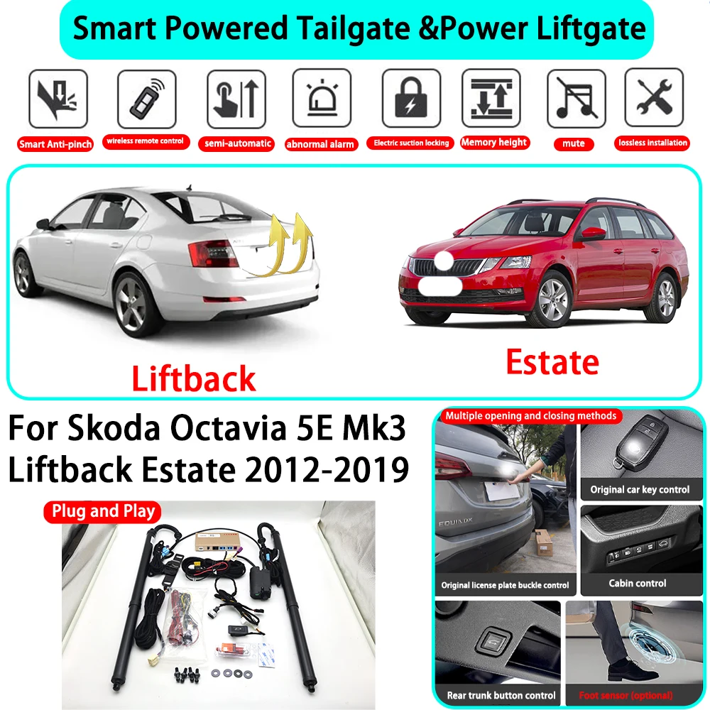 for Skoda Octavia 5E Mk3 Liftback Estate 2012-2019 Smart Automatic Powered Tailgate Electric Power Tailgate Lift Kit Key Close
