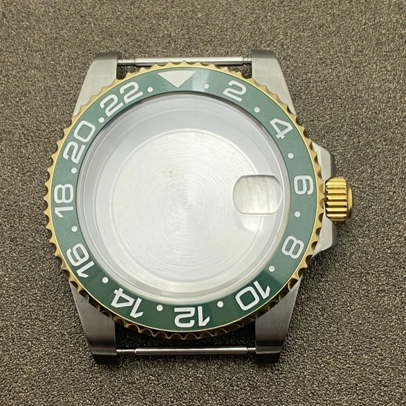 Für NH35-Uhrenzubehör, modifiziertes GMT-Uhrengehäuse aus Vollgold und Saphirglas für NH34/36-Uhrwerk