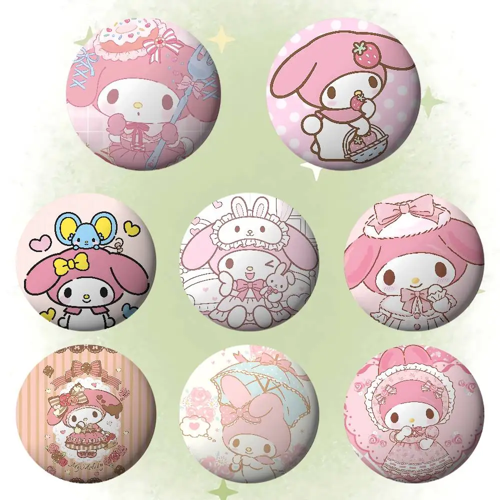Cute My Melodys Badges Tinplate Soft Button Pin Brooch Metal Badge Custom Jewelry Accessories Hat Bag Lapel