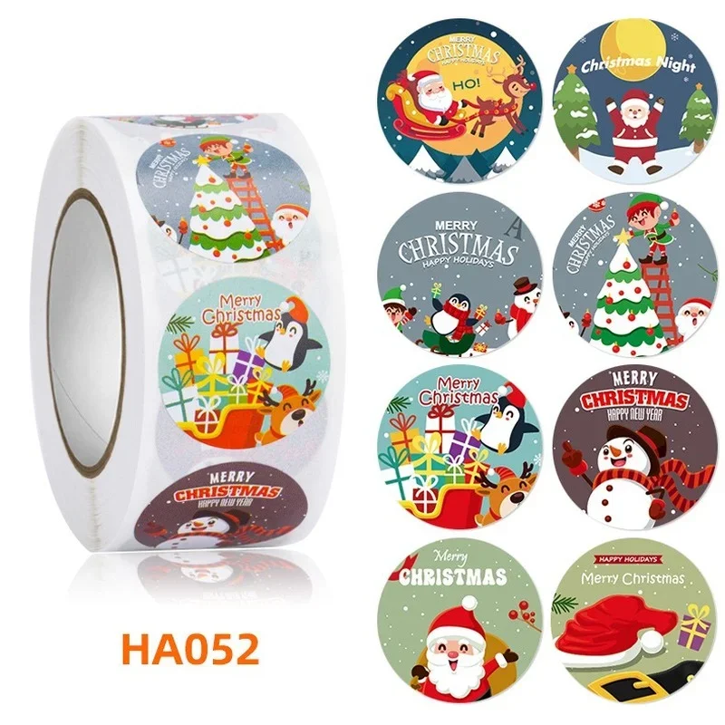 500PCS Merry Christmas Stickers Labels Christmas Tags Xmas Gift Boxes Envelope Candy Bag Sealing Stickers Pendant Drop Ornaments