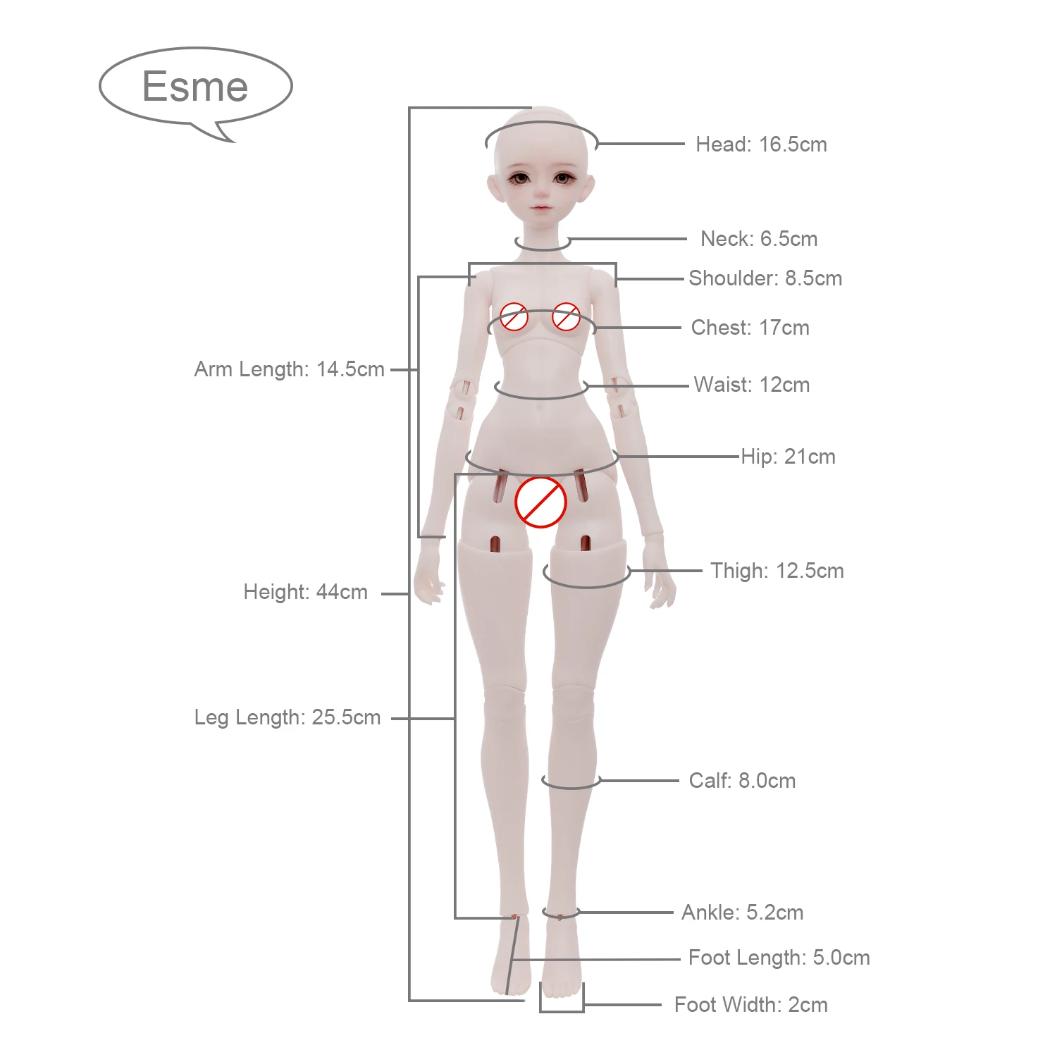 JOYBJD 에스메 풀세트 A 1/4 BJD 인형 (무시 바디 포함) - 수제 동화 공주 나비 정령 보라색 드레스 풀세트