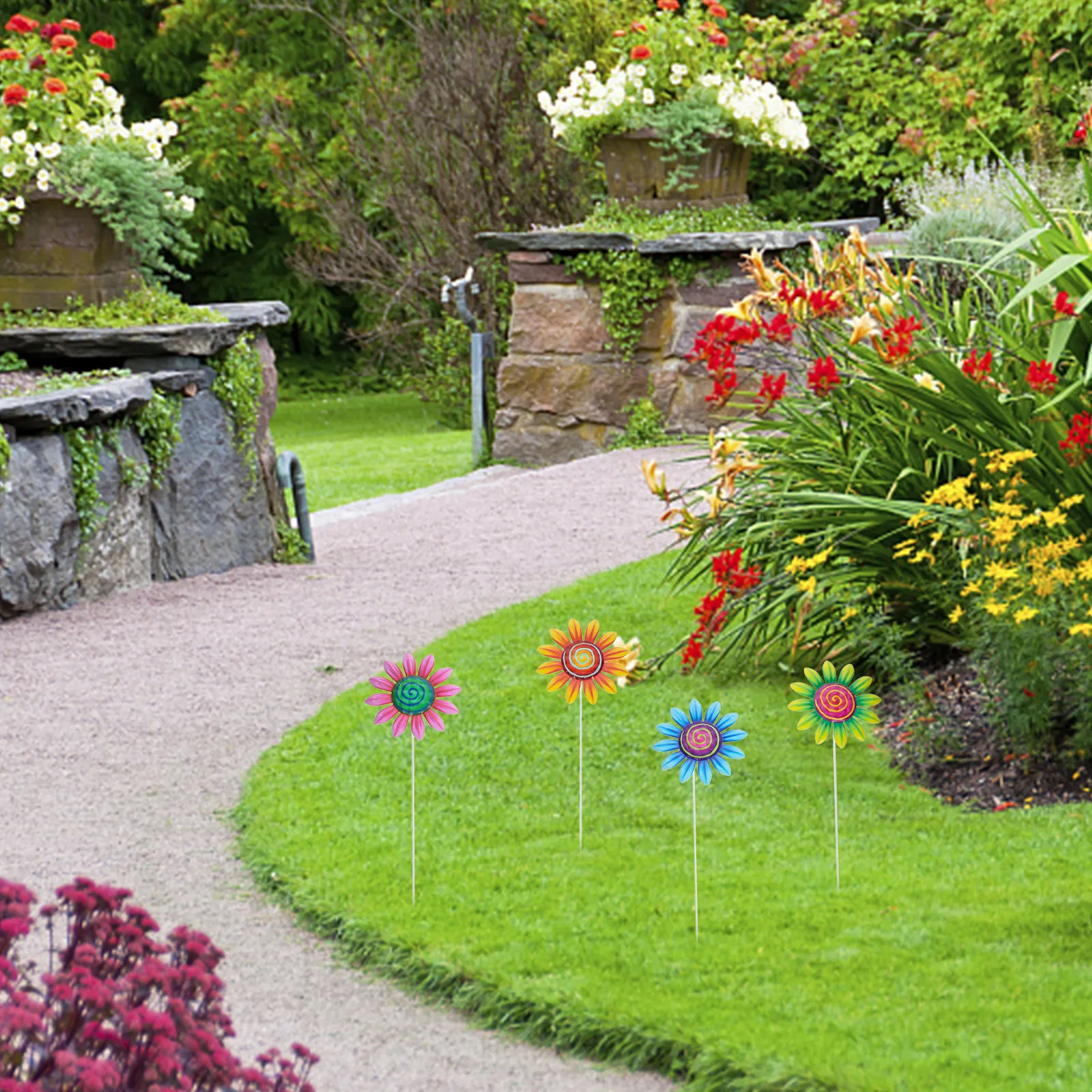 

Набор из 4 металлических декоративных подставок для подсолнухов, для украшения сада, двора, дорожек и газонов, очаровательное металлическое искусство