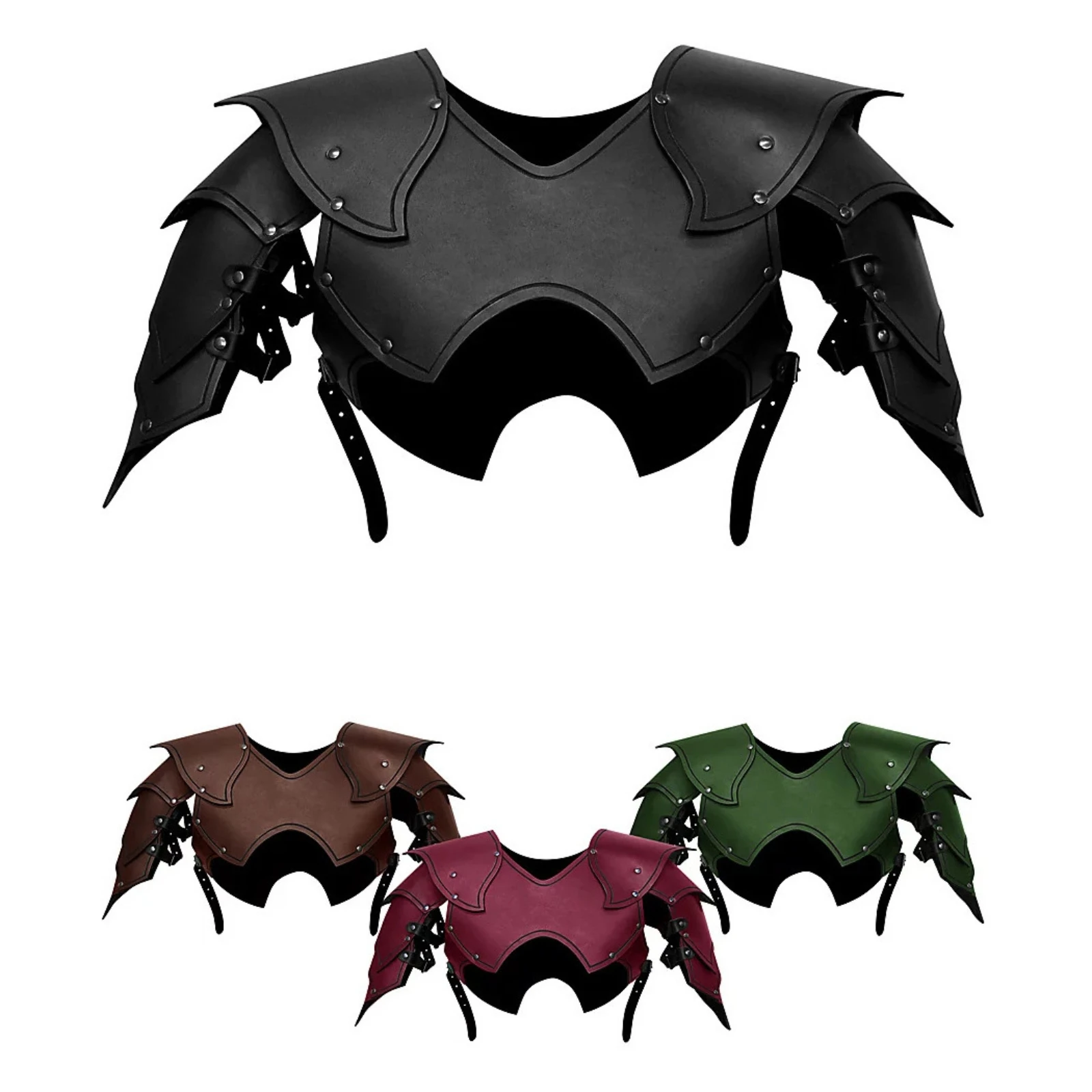 Cosplay Protective Gear Scalloped Edge Layered Chest Plate Shoulder Guards Side Straps Historical Costume Display Piece
