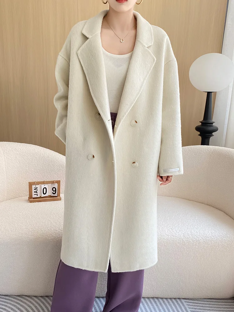 New large size women's sweater coat with shoulder sleeves wool Korean version loose medium long woolen coat female autumn