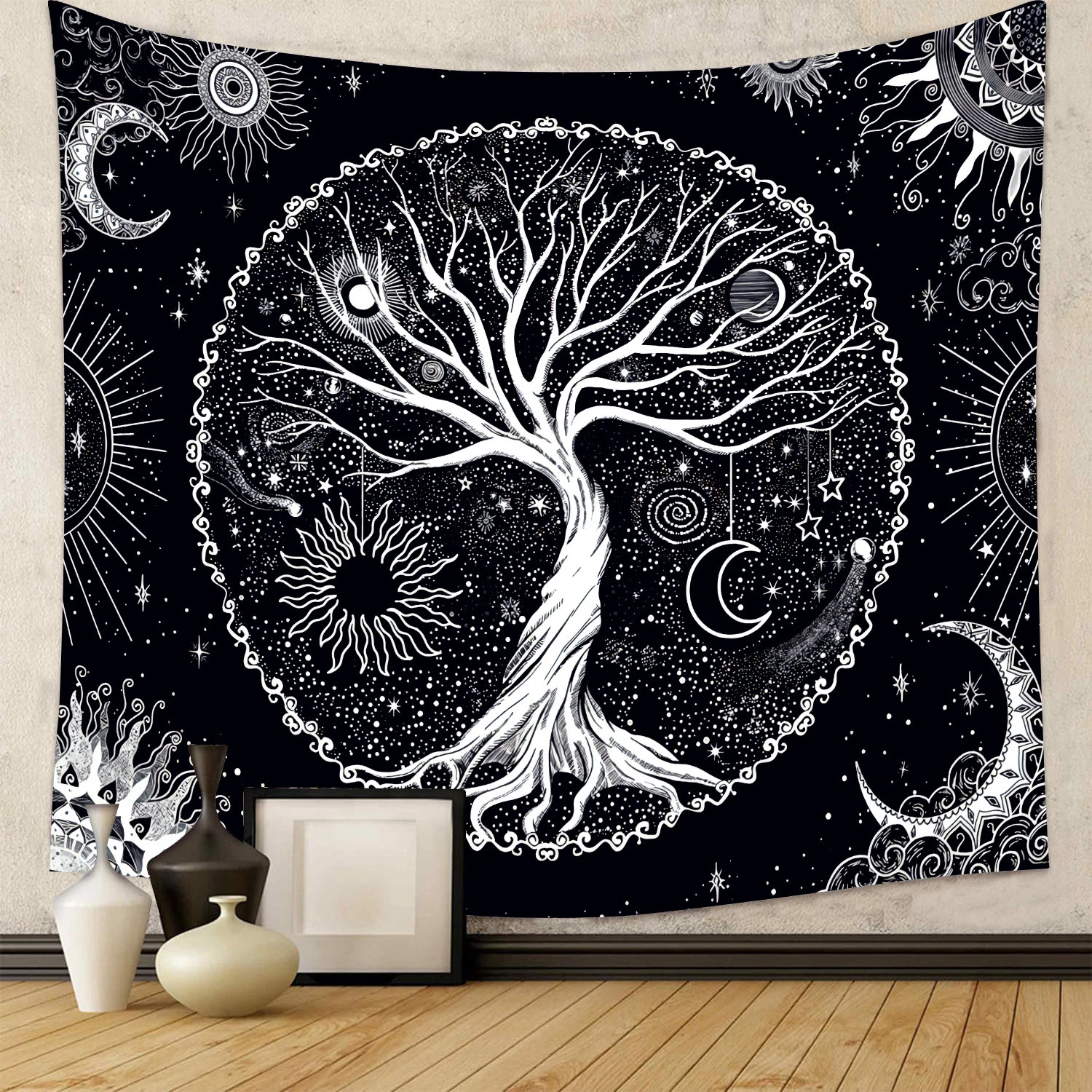 VIKAMA Tree of Life & Sun Tapestry Wall Hanging, 6 Assorted Designs, Wall Art Decor for Bedroom Living Room
